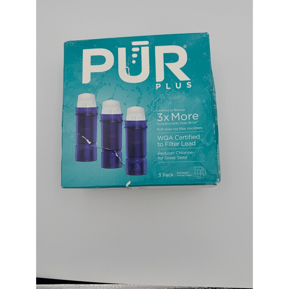 PUR PLUS Pitcher Replacement Water Filter 3 Pack Lead Reducing PPF951K Blue